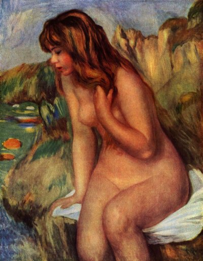 Bañista sentada en una roca de Pierre Auguste Renoir
